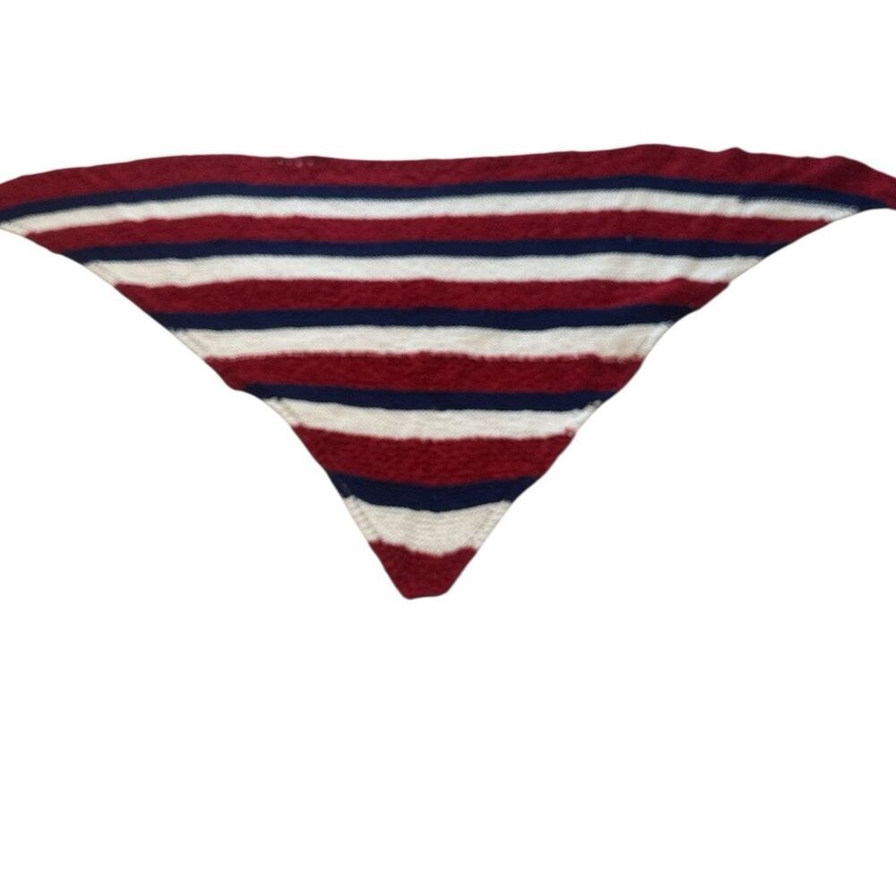 Handmade Crochet Afghan Triangle Throw Shawl Blanket Patriotic Red White Blue